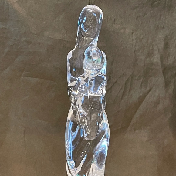 Art Deco Style Italian Crystal Figurine Mother Holding Girl Child 10 Inches Tall - Picture 3 of 12